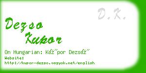 dezso kupor business card